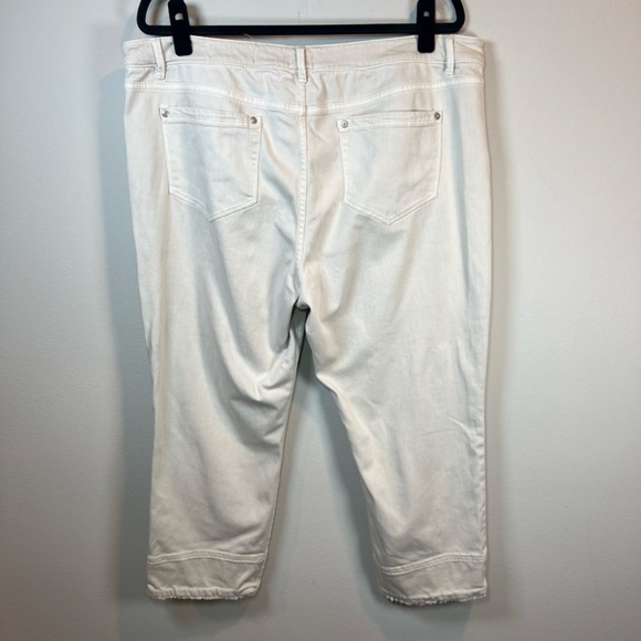 J. Jill Denim Women's Authentic Fit Cropped Jeans Cream Capri Raw Hem Stretch 18 - Picture 9 of 13